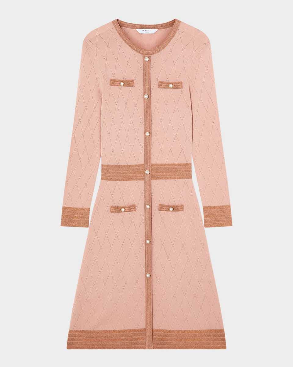 Mara Embellished Pointelle-Knit Dress